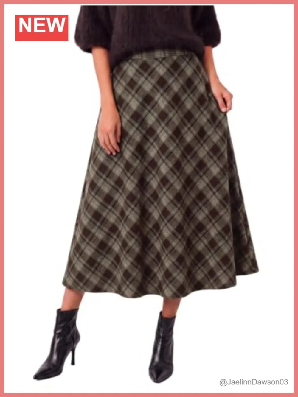 Women's Plaid Corduroy A-Line Maxi Skirt High Waist Vintage Winter